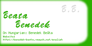 beata benedek business card